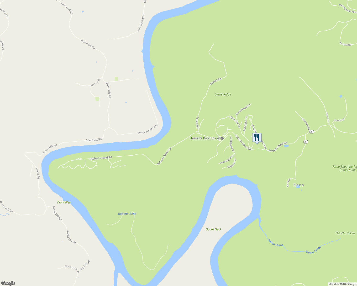 map of restaurants, bars, coffee shops, grocery stores, and more near Roberts Bend Road in Burnside