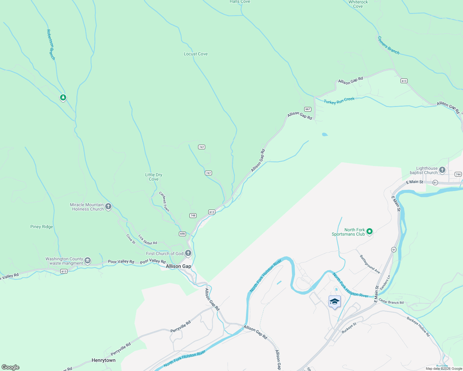 map of restaurants, bars, coffee shops, grocery stores, and more near 112 Falling Rock Road in Saltville