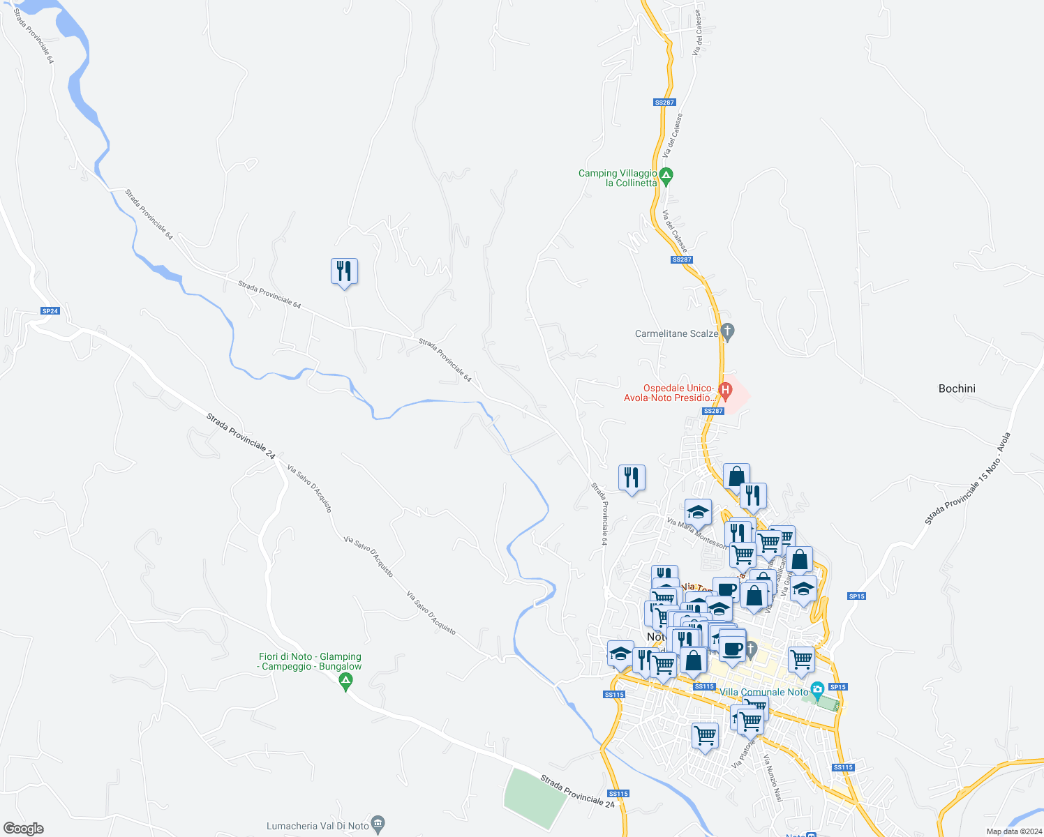 map of restaurants, bars, coffee shops, grocery stores, and more near in Noto