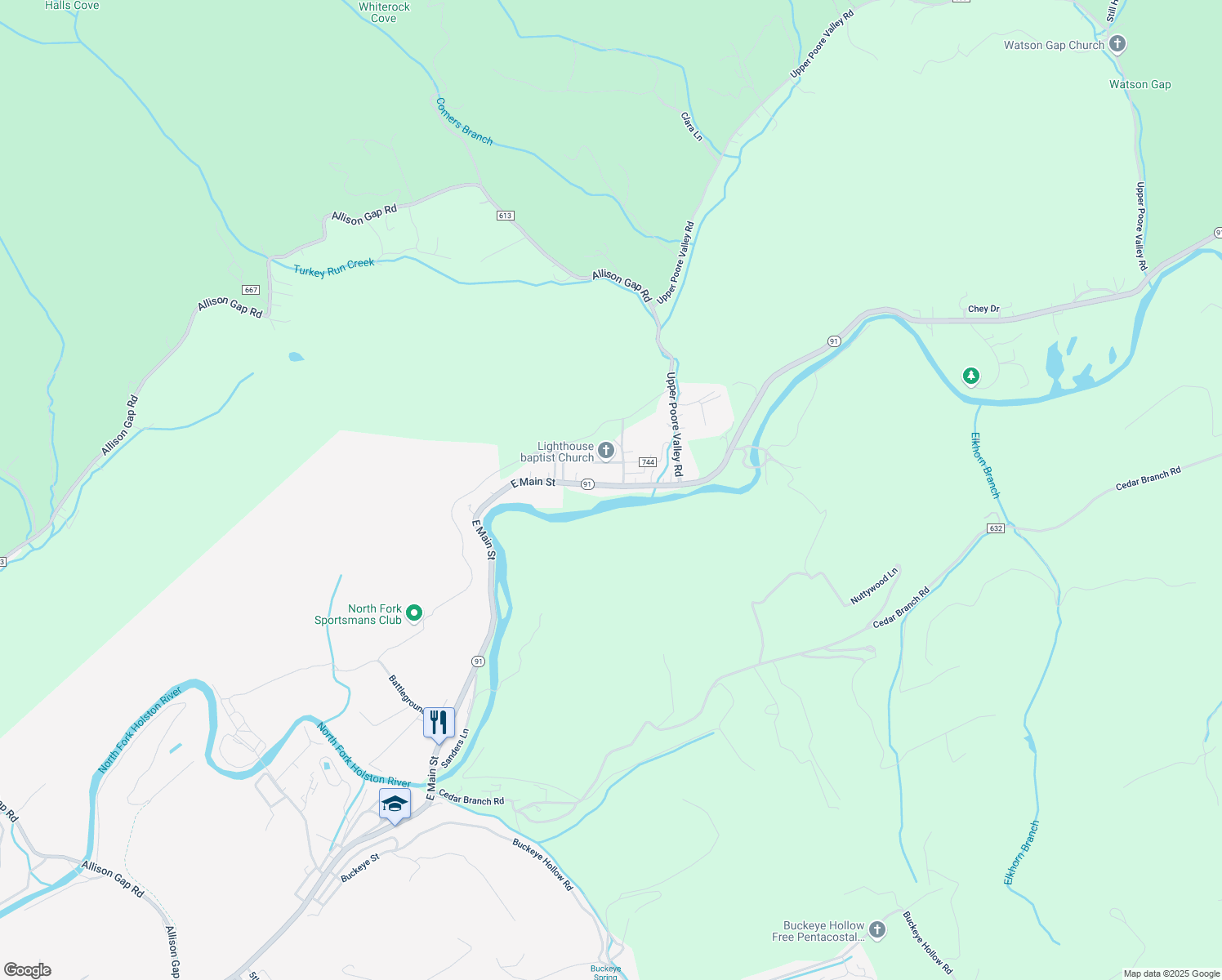 map of restaurants, bars, coffee shops, grocery stores, and more near 1658 Saltville Highway in Saltville