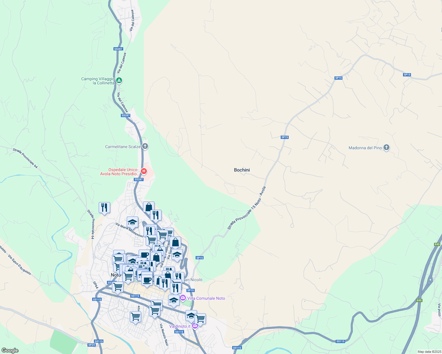 map of restaurants, bars, coffee shops, grocery stores, and more near in Bochini
