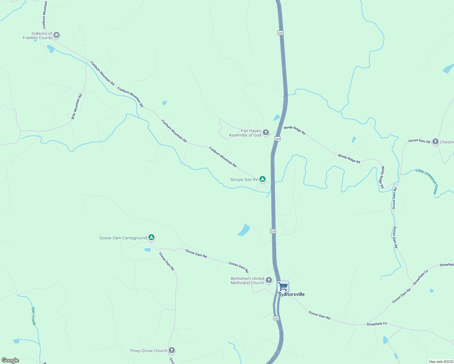 map of restaurants, bars, coffee shops, grocery stores, and more near 375 Fishburn Mountain Road in Rocky Mount
