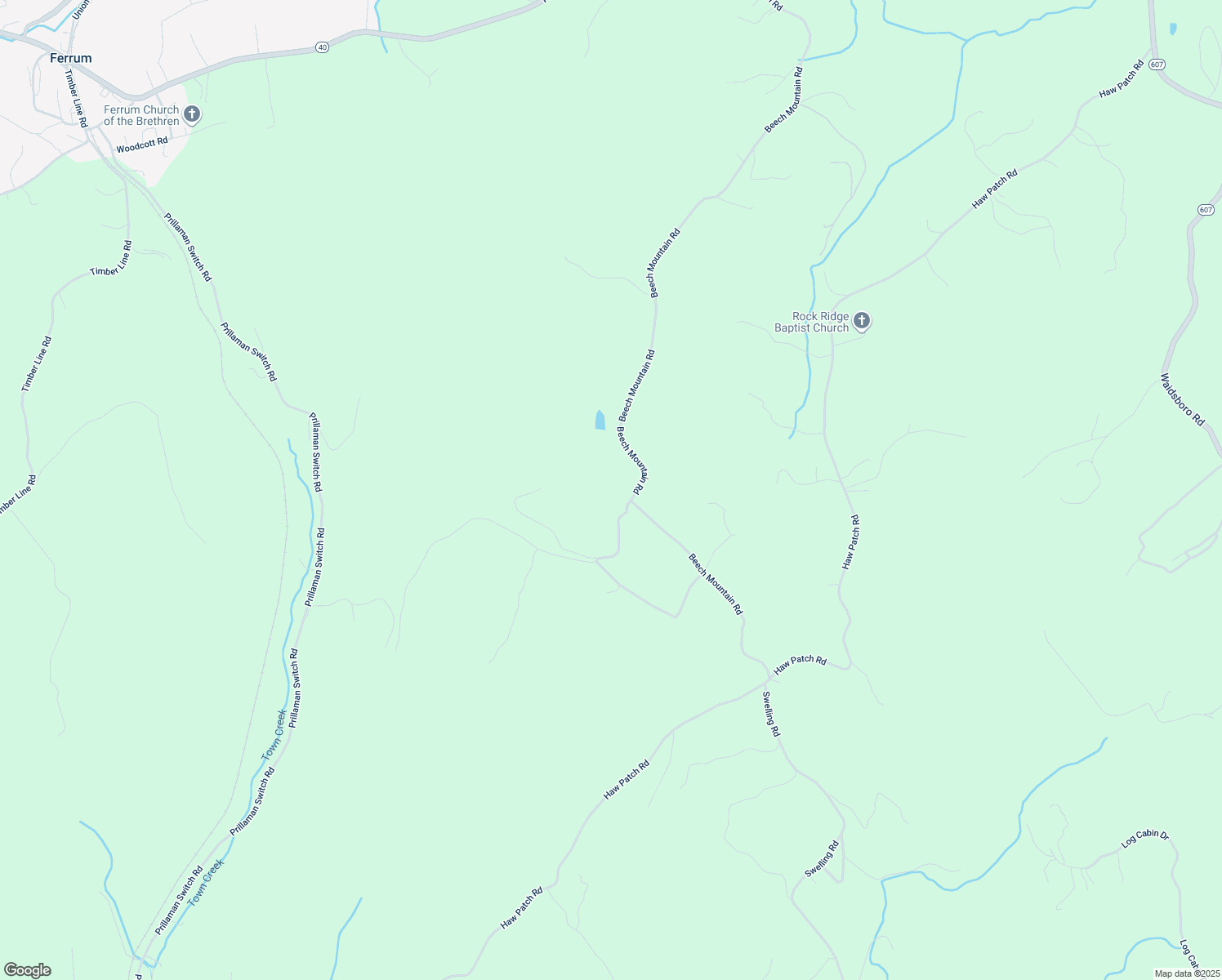 map of restaurants, bars, coffee shops, grocery stores, and more near 795 Beech Mountain Road in Ferrum