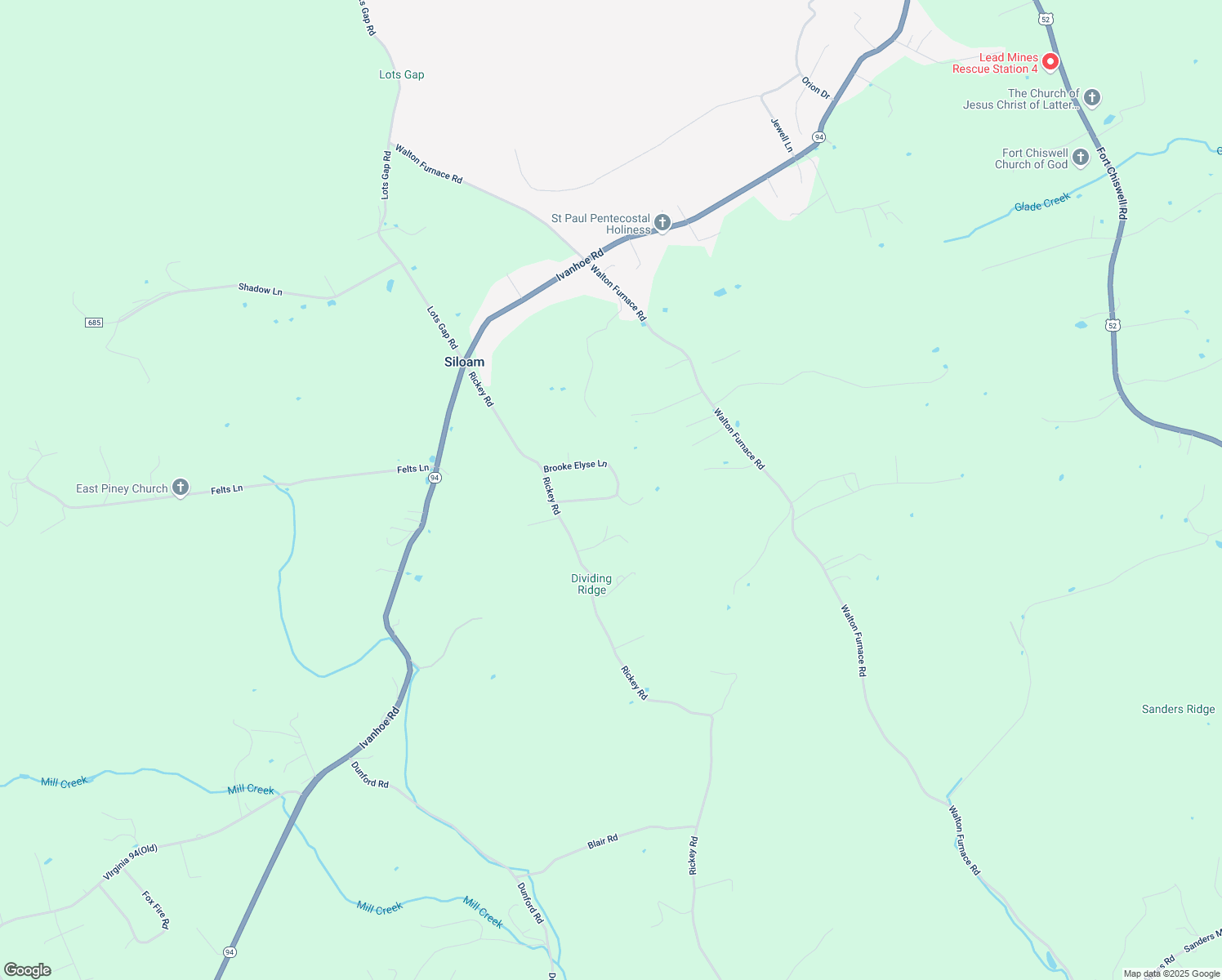 map of restaurants, bars, coffee shops, grocery stores, and more near 249 Brooke Elyse Lane in Max Meadows