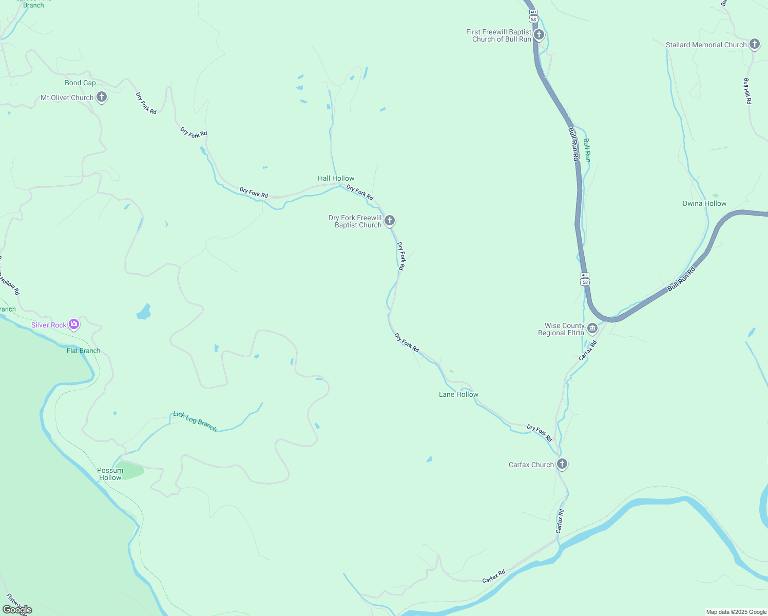 map of restaurants, bars, coffee shops, grocery stores, and more near 14354 Dry Fork Road in Coeburn