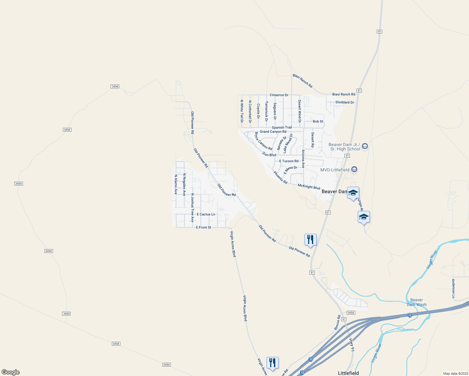 map of restaurants, bars, coffee shops, grocery stores, and more near 626 Old Pioneer Road in Littlefield