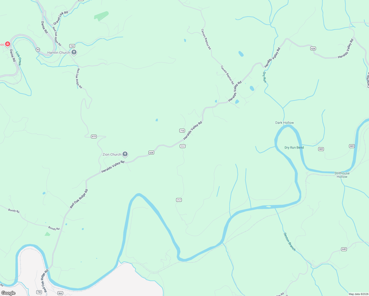 map of restaurants, bars, coffee shops, grocery stores, and more near 101 Dorado Bottom Road in Castlewood