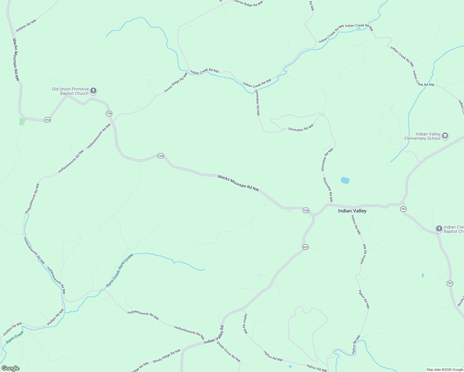 map of restaurants, bars, coffee shops, grocery stores, and more near 455 Macks Mountain Road Northwest in Indian Valley