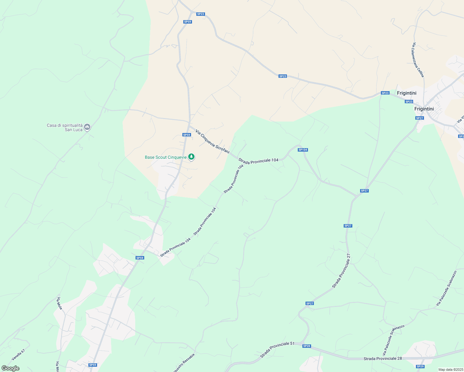 map of restaurants, bars, coffee shops, grocery stores, and more near Strada Provinciale 104 in Libero consorzio comunale di Ragusa