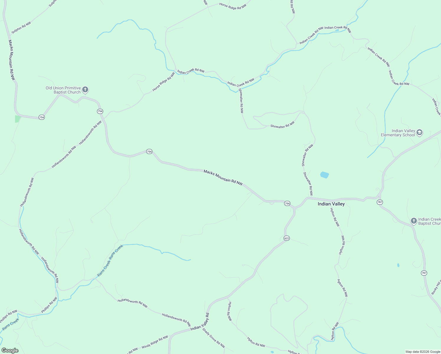 map of restaurants, bars, coffee shops, grocery stores, and more near 455 Macks Mountain Road Northwest in Indian Valley