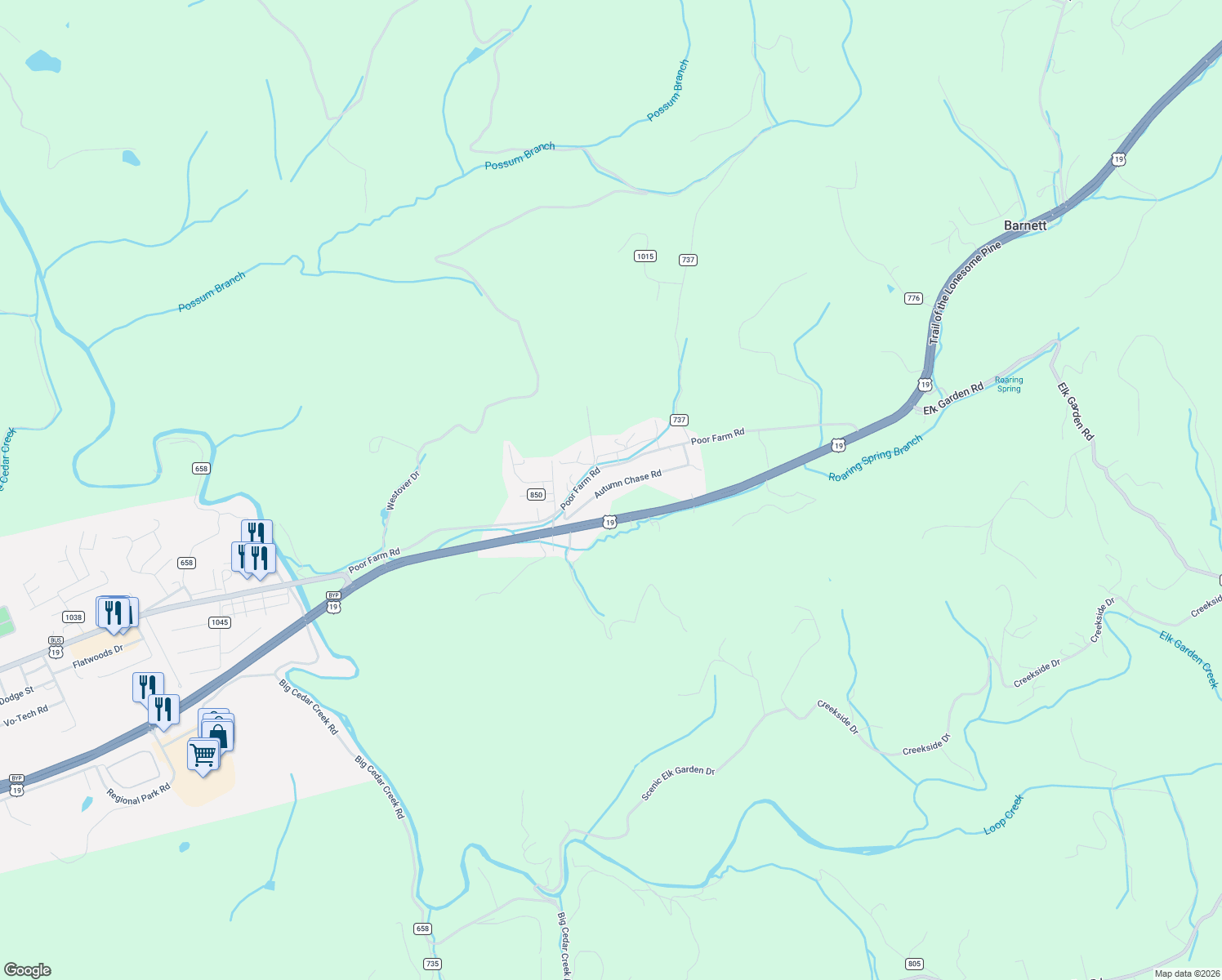 map of restaurants, bars, coffee shops, grocery stores, and more near Autumn Chase Road in Lebanon