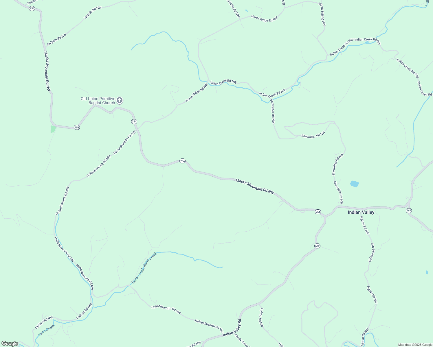 map of restaurants, bars, coffee shops, grocery stores, and more near 625 Macks Mountain Road Northwest in Indian Valley