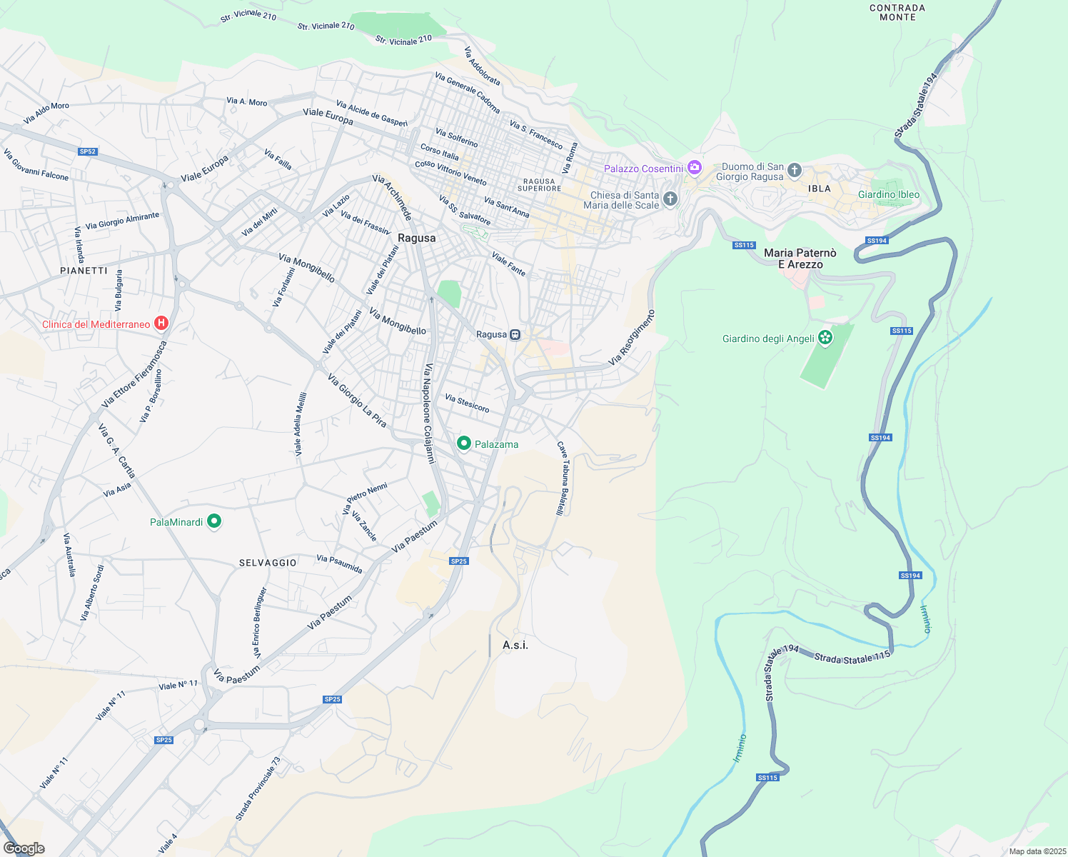 map of restaurants, bars, coffee shops, grocery stores, and more near 9 Via Ducezio in Ragusa