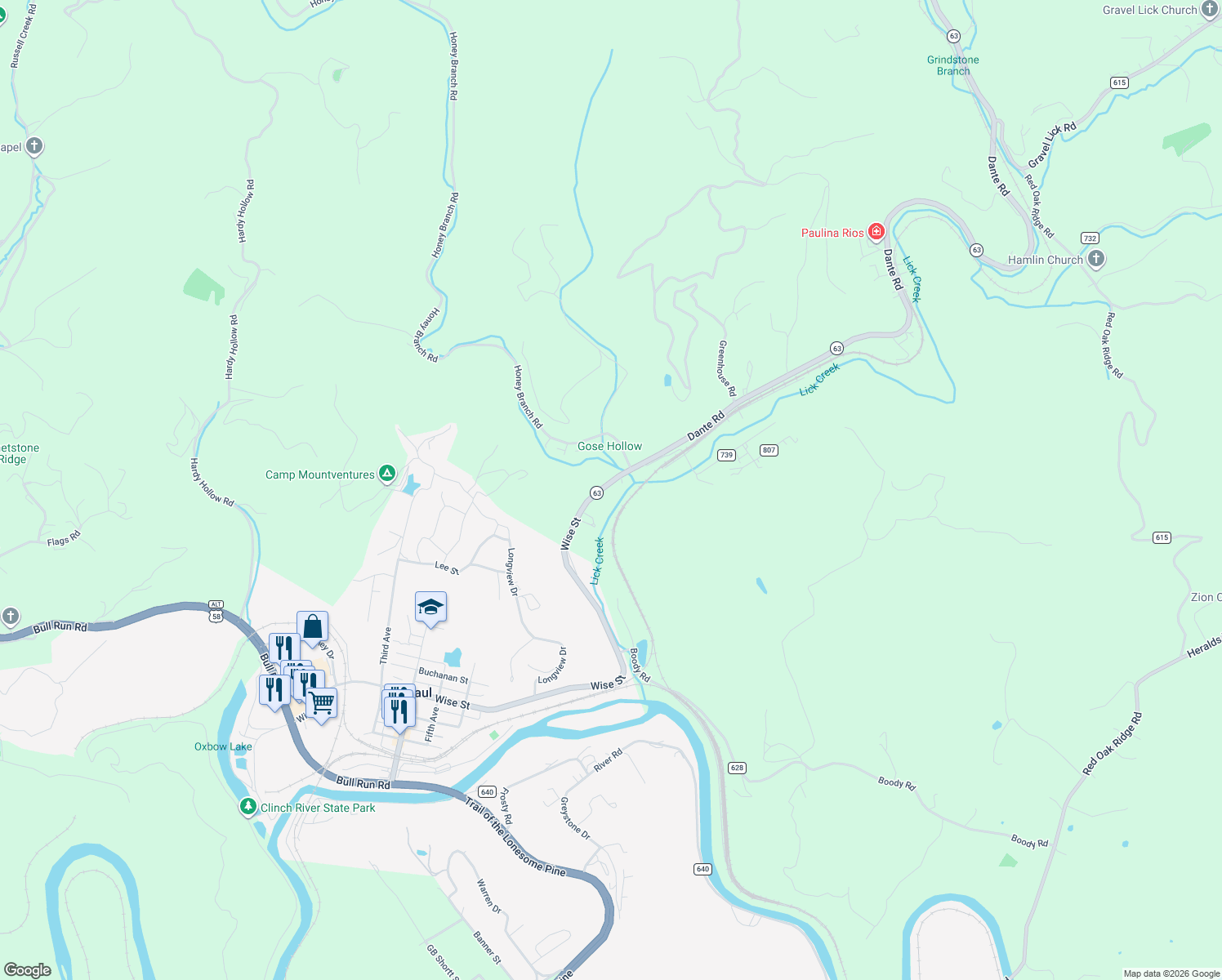 map of restaurants, bars, coffee shops, grocery stores, and more near 132 Dante Road in Saint Paul