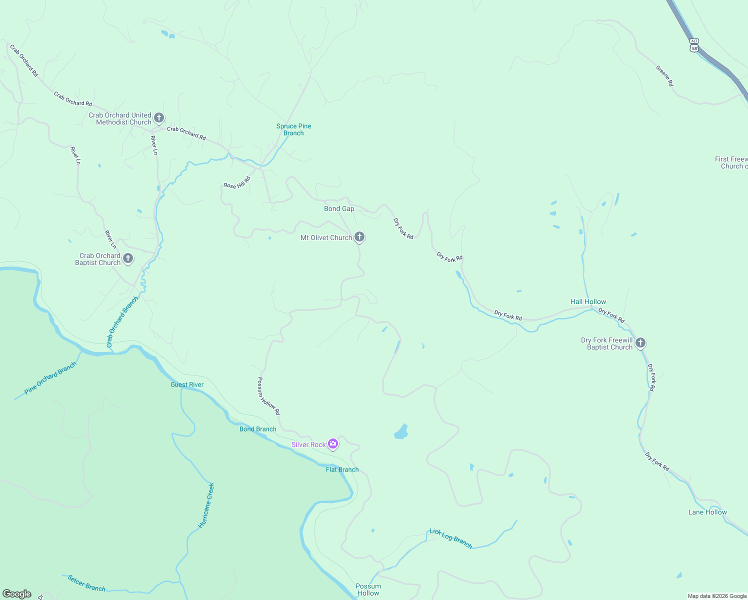 map of restaurants, bars, coffee shops, grocery stores, and more near 3522-3574 State Route 832 in Coeburn