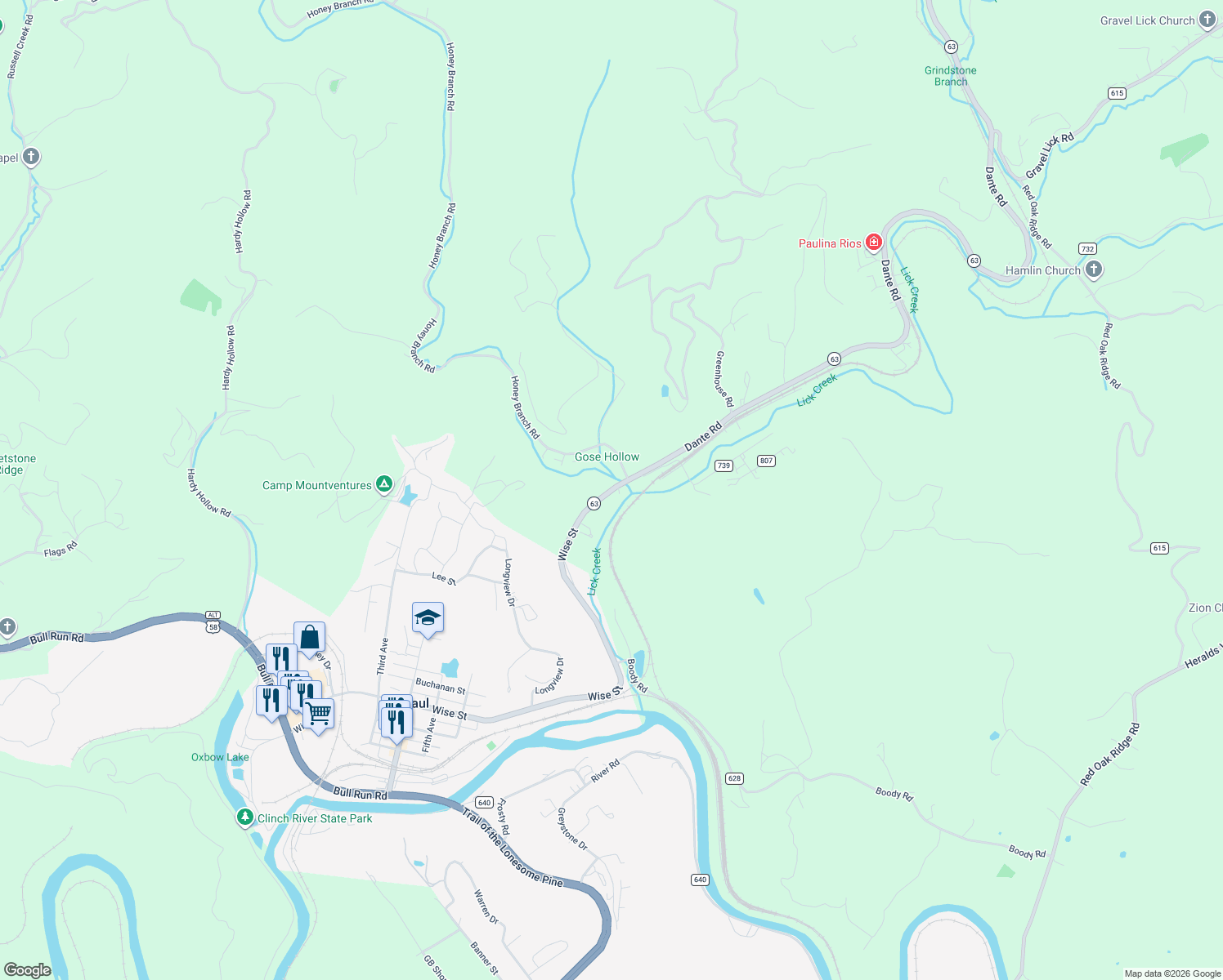 map of restaurants, bars, coffee shops, grocery stores, and more near 132 Dante Road in Saint Paul