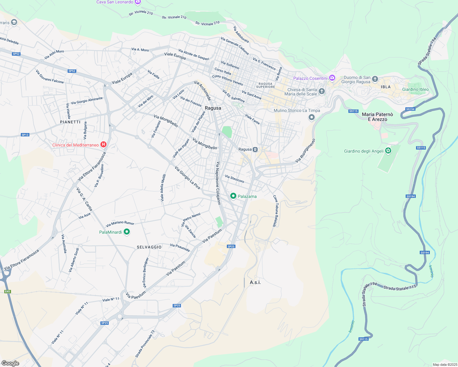 map of restaurants, bars, coffee shops, grocery stores, and more near 40 Via Ducezio in Ragusa