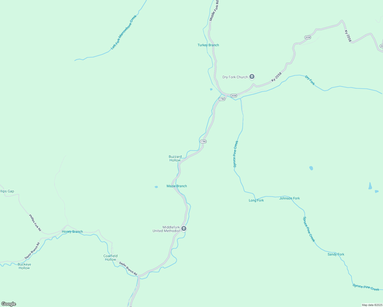 map of restaurants, bars, coffee shops, grocery stores, and more near Middle Fork Road in Warbranch