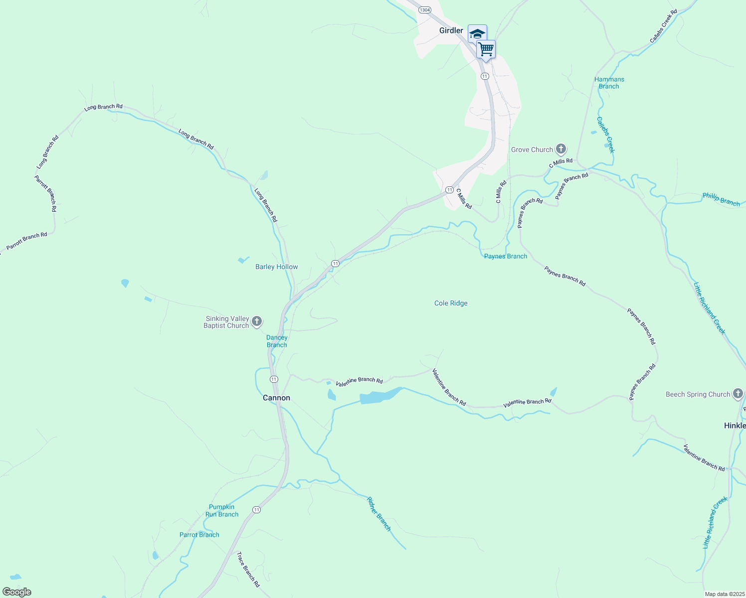 map of restaurants, bars, coffee shops, grocery stores, and more near in Cannon