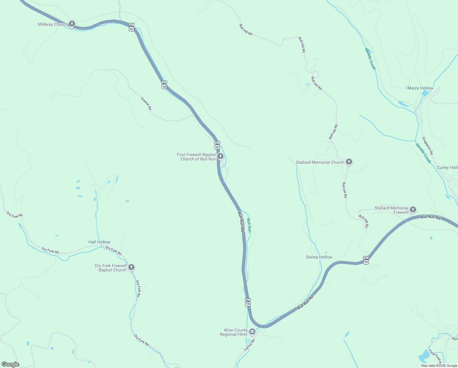 map of restaurants, bars, coffee shops, grocery stores, and more near 14439 Holbrook Chapel Road in Coeburn