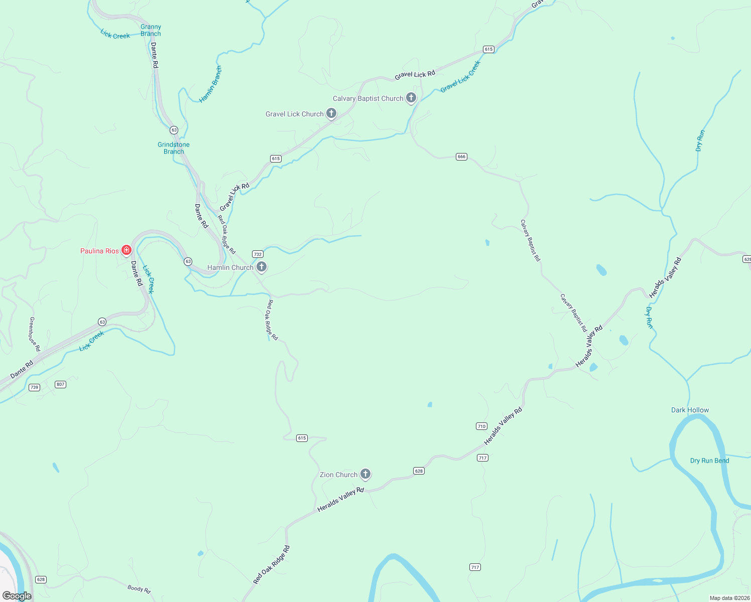map of restaurants, bars, coffee shops, grocery stores, and more near 4294 Red Oak Ridge Road in Castlewood