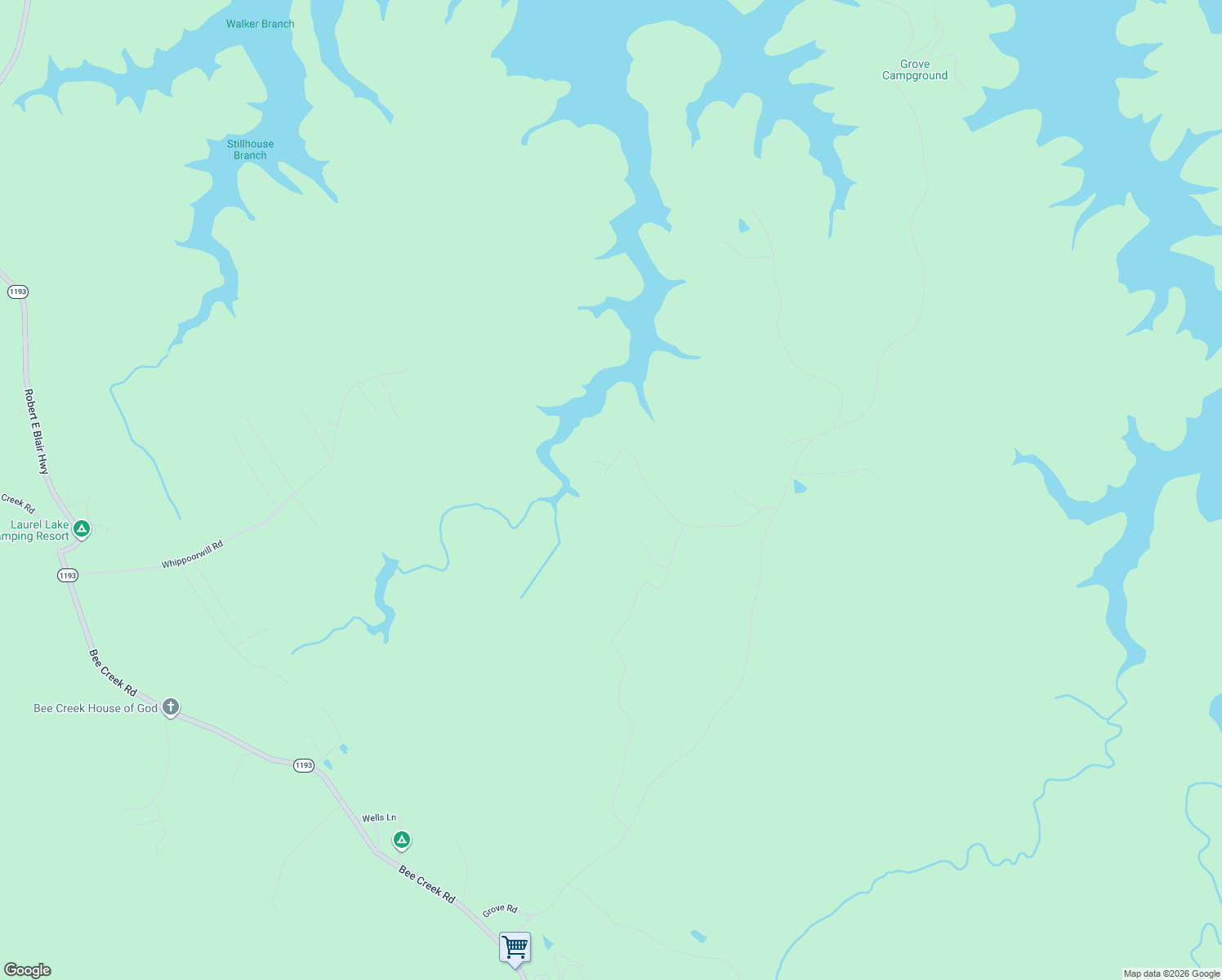 map of restaurants, bars, coffee shops, grocery stores, and more near 660 Laurel Lake Resort Road in Corbin
