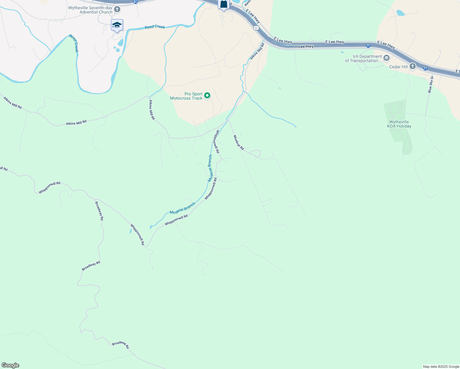 map of restaurants, bars, coffee shops, grocery stores, and more near 538 Whippoorwill Road in Wytheville
