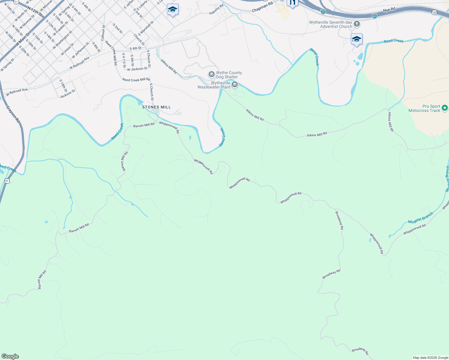 map of restaurants, bars, coffee shops, grocery stores, and more near 1807-1875 Whipoorwill Road in Wytheville