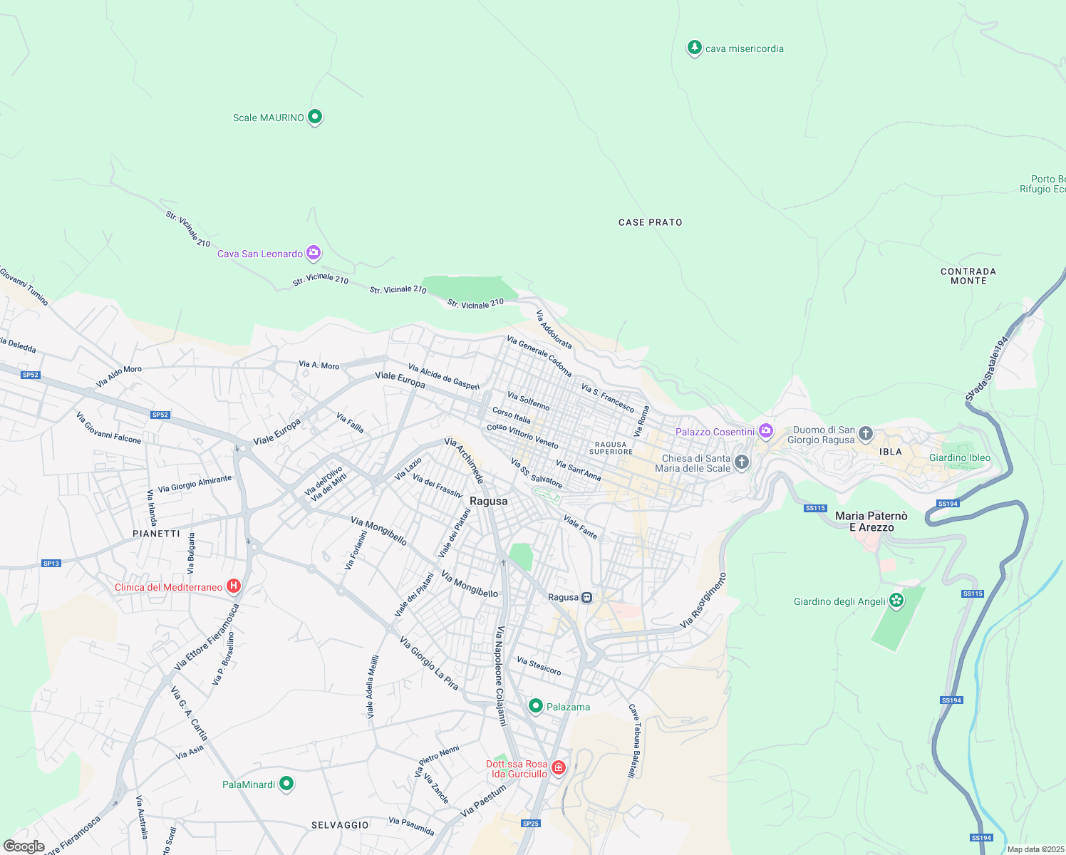 map of restaurants, bars, coffee shops, grocery stores, and more near 376 Corso Vittorio Veneto in Ragusa