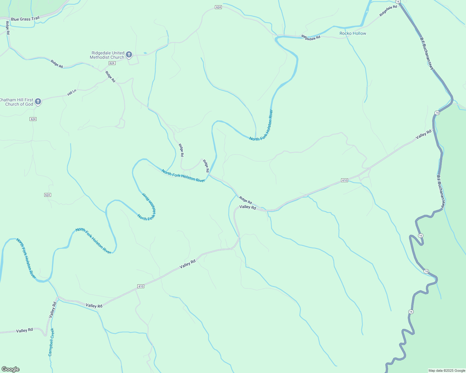 map of restaurants, bars, coffee shops, grocery stores, and more near 1375 Ridge Road in Saltville