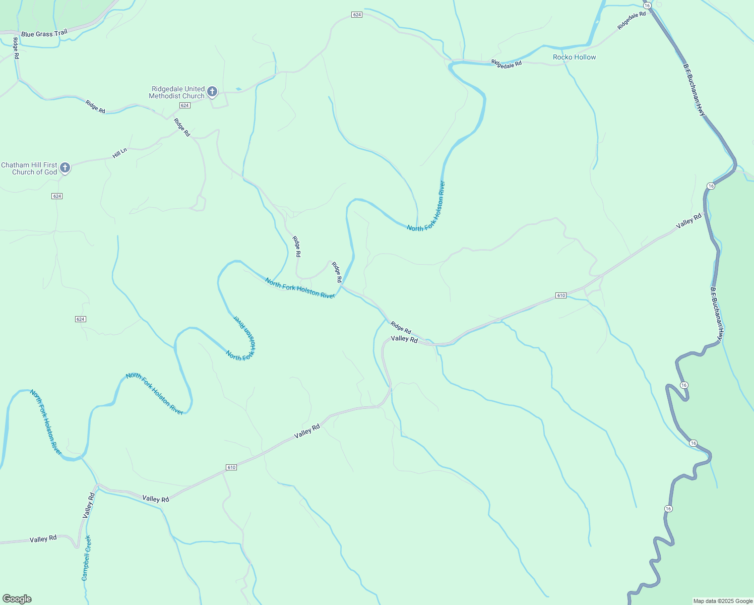 map of restaurants, bars, coffee shops, grocery stores, and more near 1375 Ridge Road in Saltville