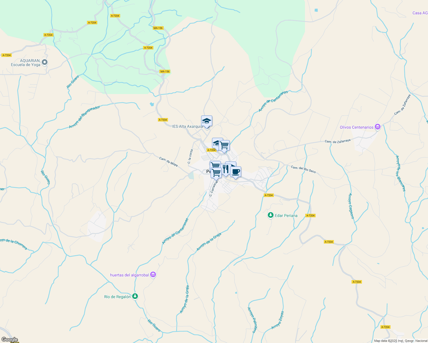 map of restaurants, bars, coffee shops, grocery stores, and more near in Periana