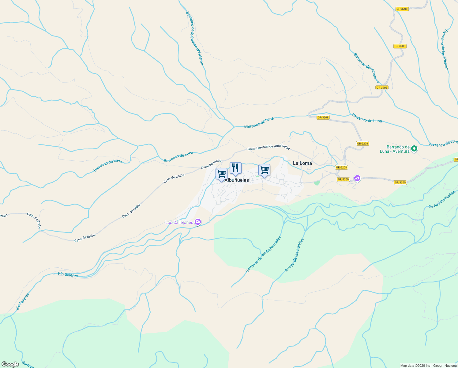 map of restaurants, bars, coffee shops, grocery stores, and more near 47 Calle Estación in Albuñuelas