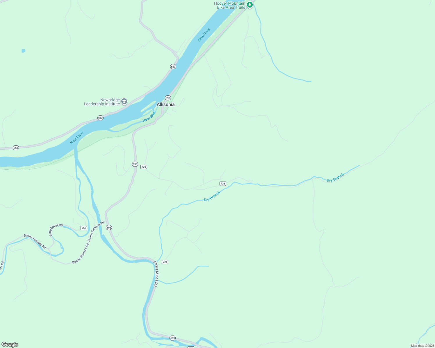 map of restaurants, bars, coffee shops, grocery stores, and more near 4516 Irish Mountain Road in Allisonia