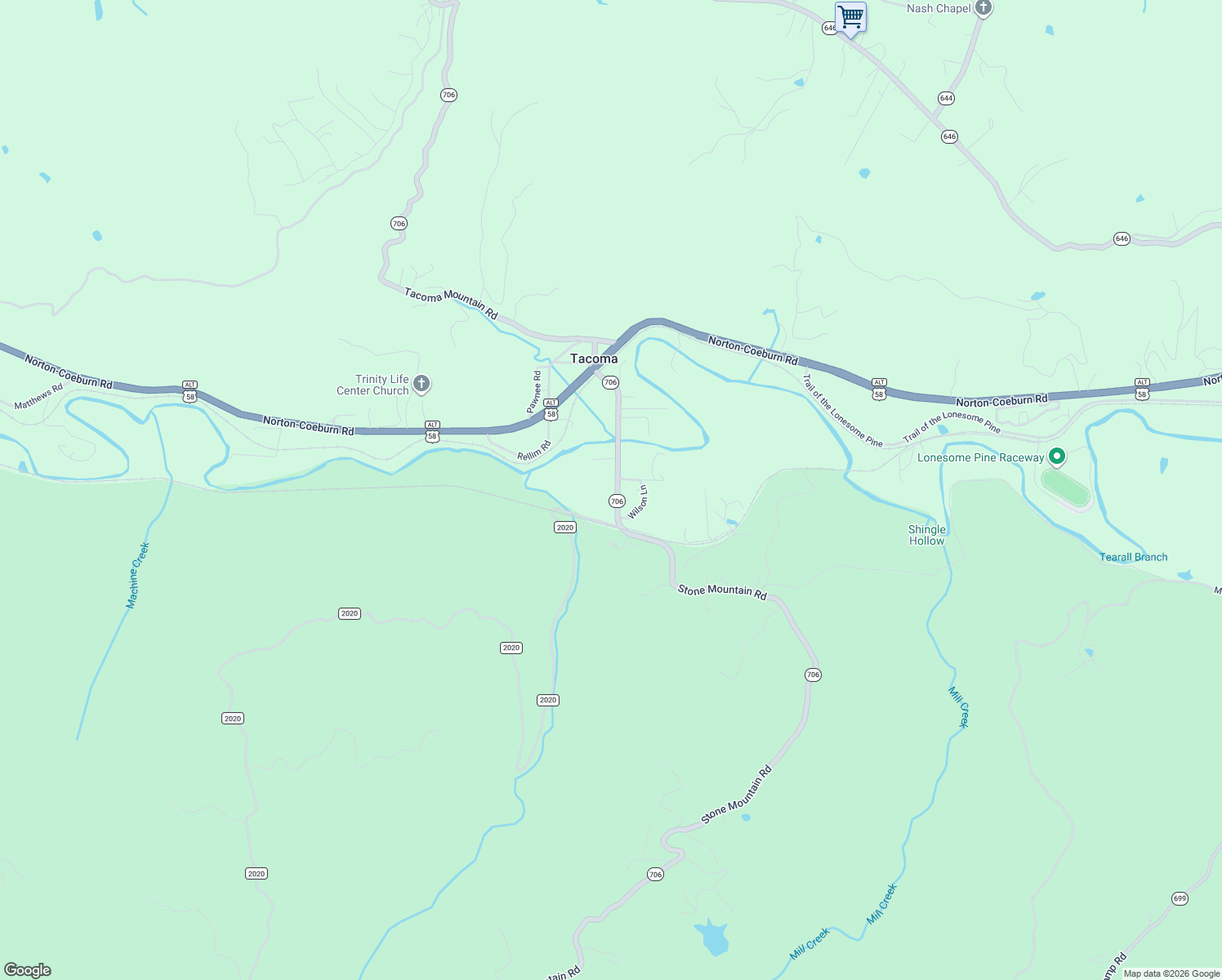 map of restaurants, bars, coffee shops, grocery stores, and more near 4331-4381 Stone Mountain Road in Coeburn