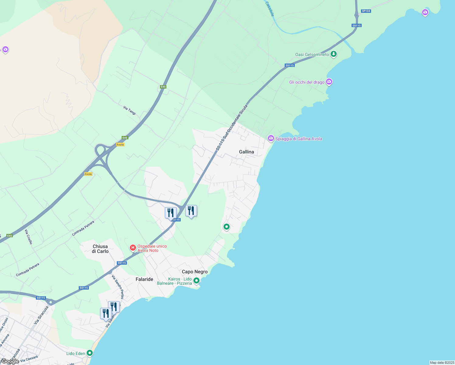 map of restaurants, bars, coffee shops, grocery stores, and more near 16 Via dei Nuri in Gallina