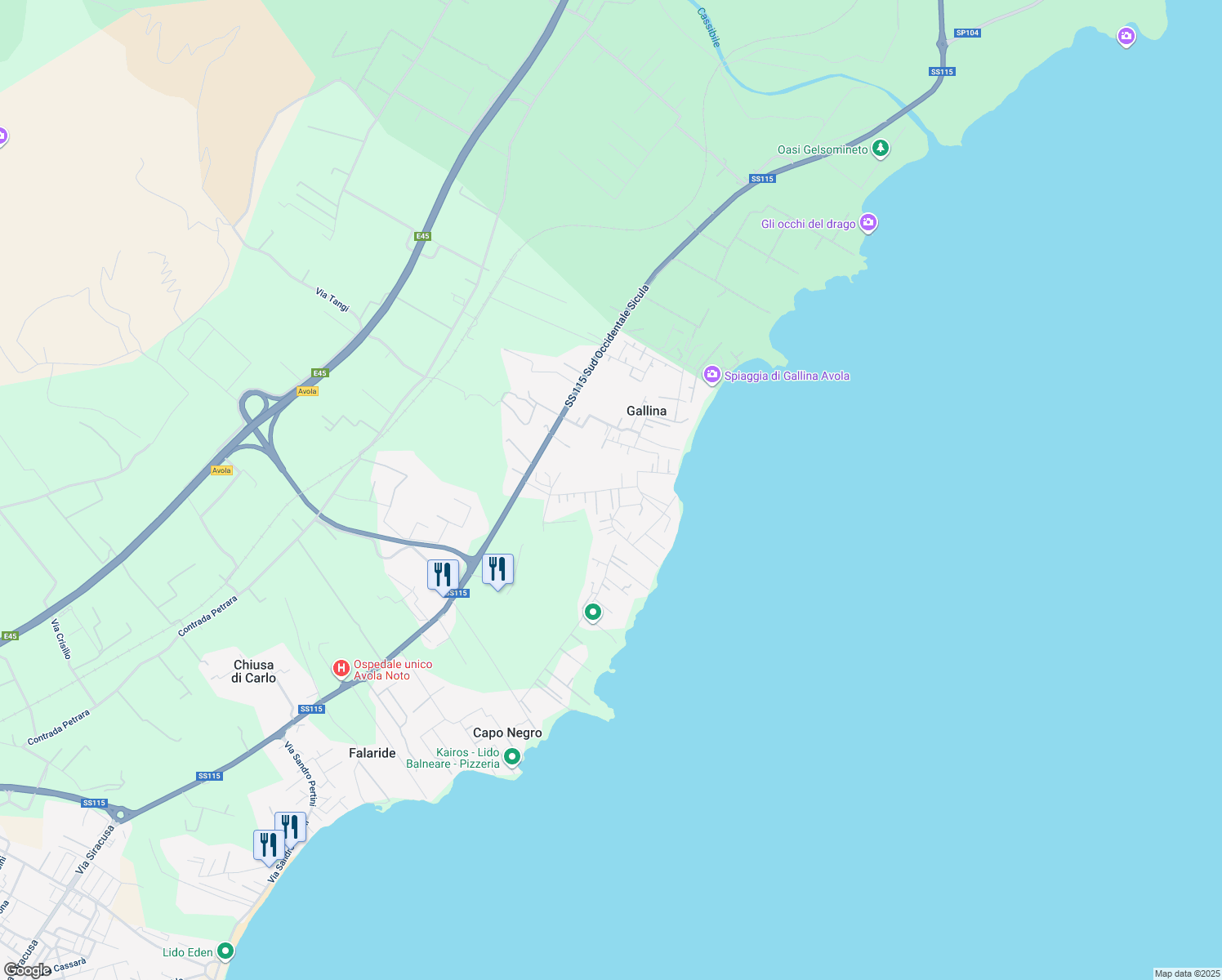 map of restaurants, bars, coffee shops, grocery stores, and more near 16 Via dei Nuri in Gallina