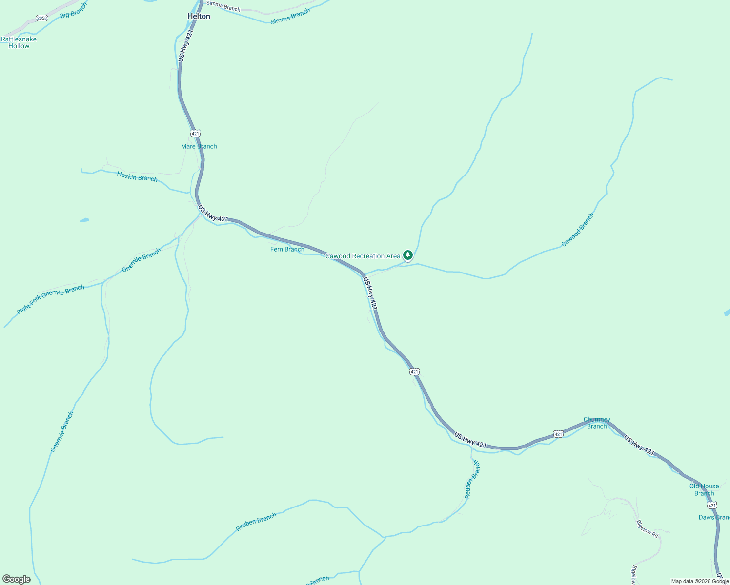 map of restaurants, bars, coffee shops, grocery stores, and more near 16 Brock Road in Leslie County