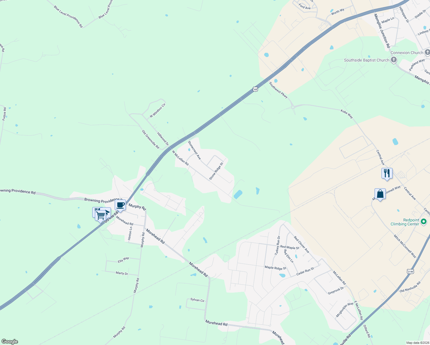 map of restaurants, bars, coffee shops, grocery stores, and more near 399 Stone Crest Ave in Bowling Green
