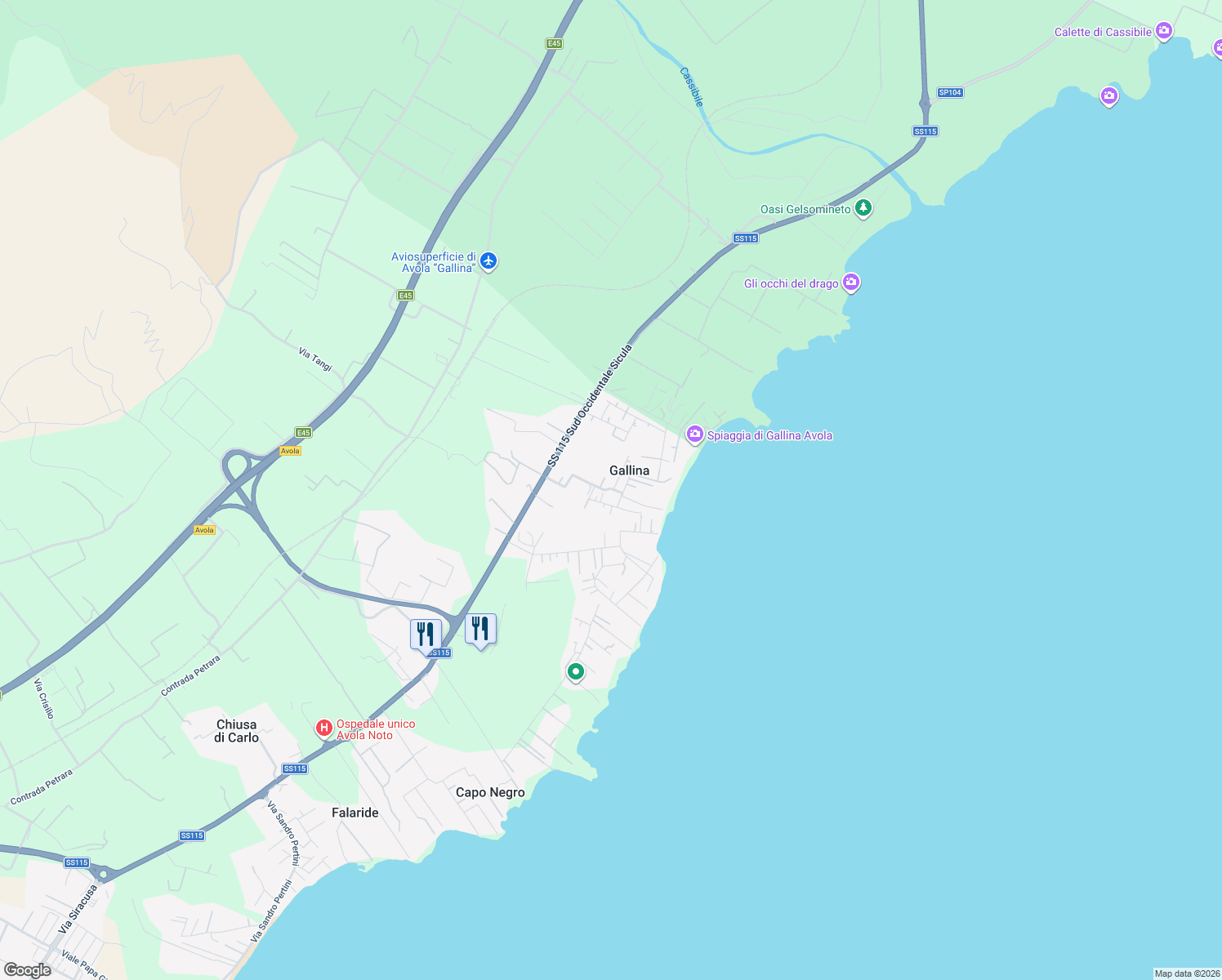 map of restaurants, bars, coffee shops, grocery stores, and more near 28 Via Chiusa di Carlo in Gallina