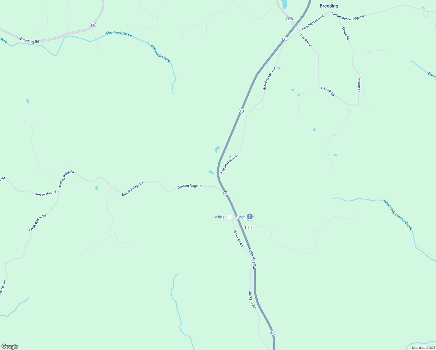 map of restaurants, bars, coffee shops, grocery stores, and more near 14001 Breeding Loop Road in Breeding
