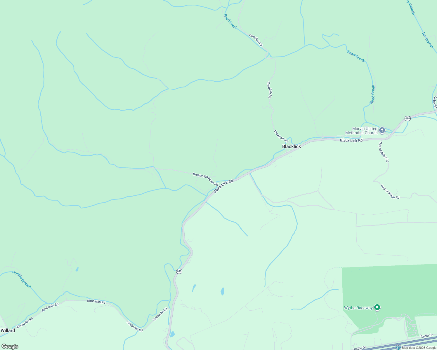 map of restaurants, bars, coffee shops, grocery stores, and more near 160 Brushy Mountain Road in Rural Retreat