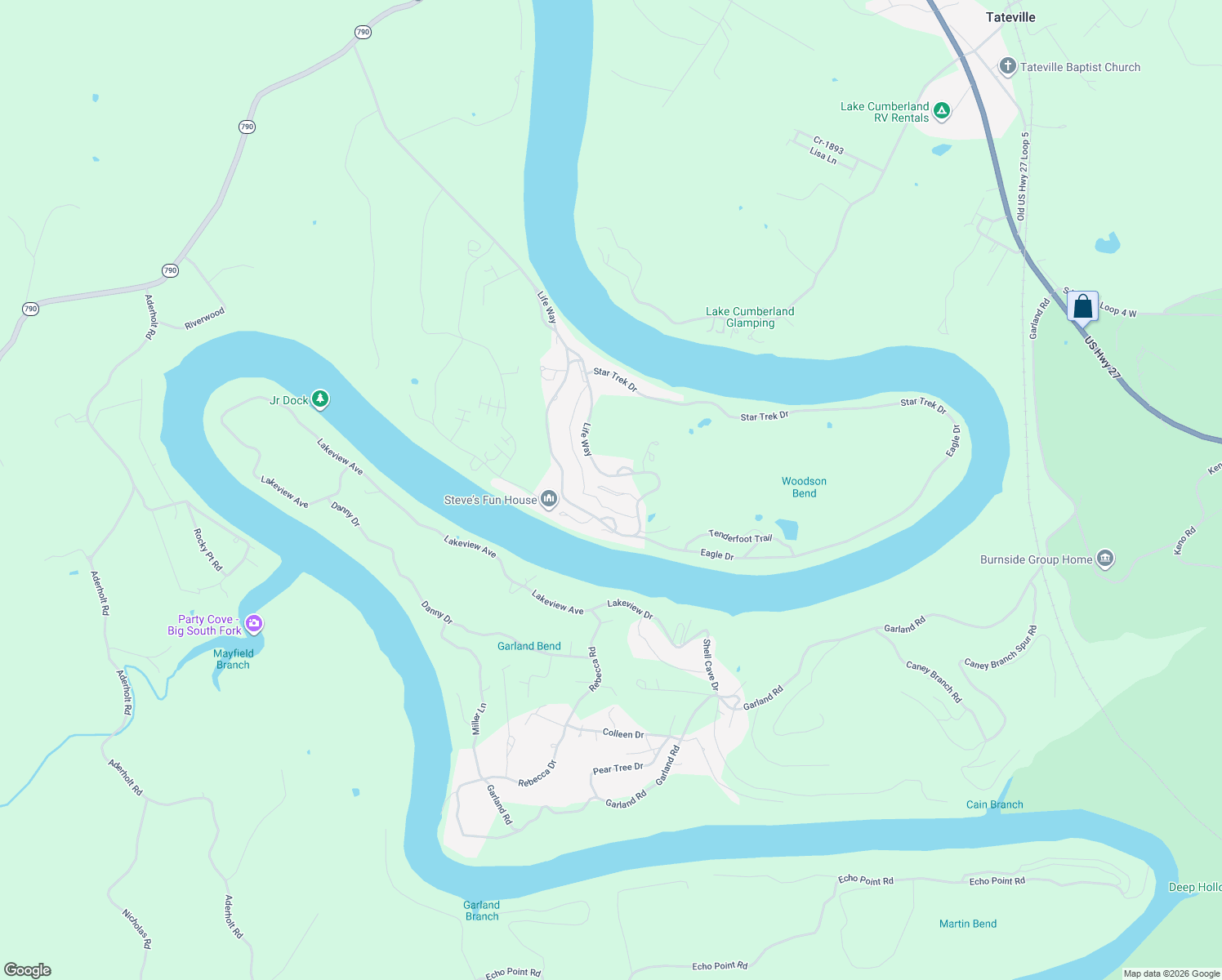 map of restaurants, bars, coffee shops, grocery stores, and more near Powell Place in Bronston