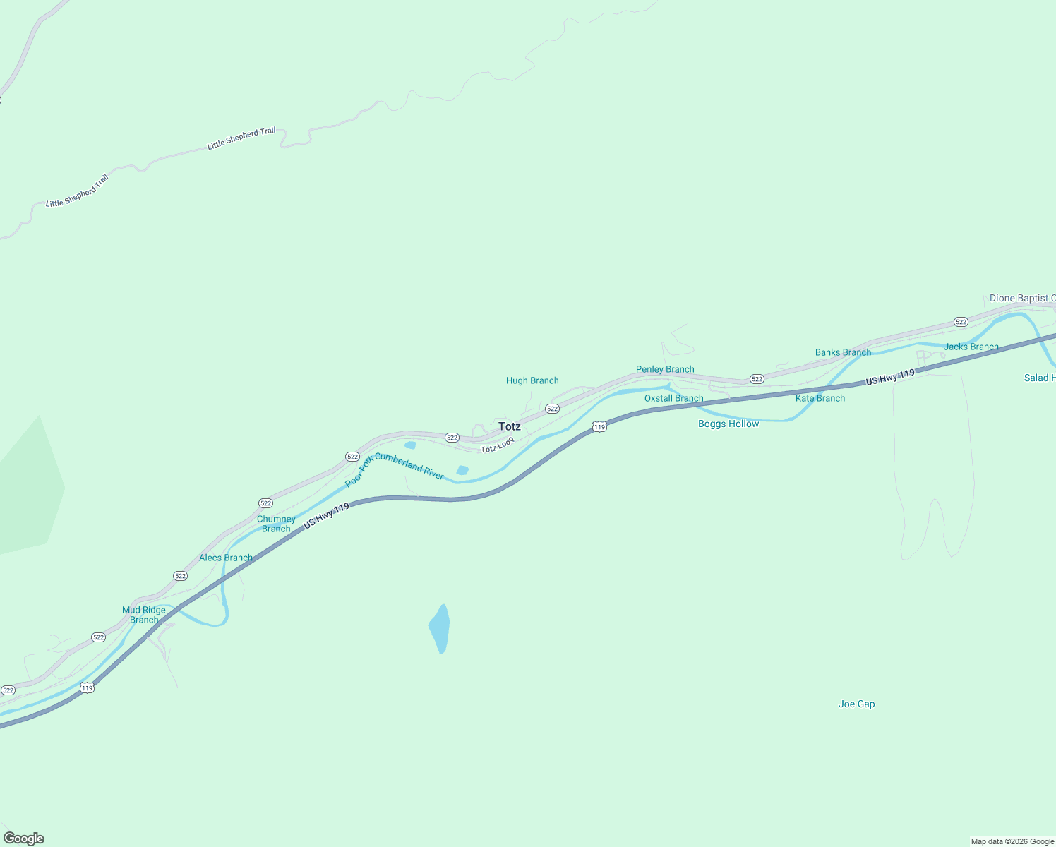 map of restaurants, bars, coffee shops, grocery stores, and more near 11092 State Highway 522 in Totz
