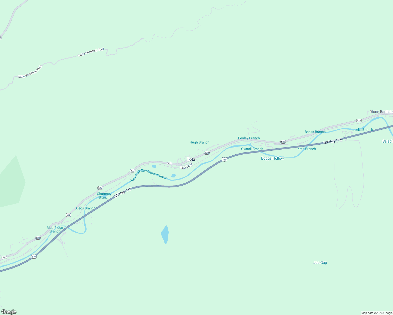 map of restaurants, bars, coffee shops, grocery stores, and more near 11092 State Highway 522 in Totz