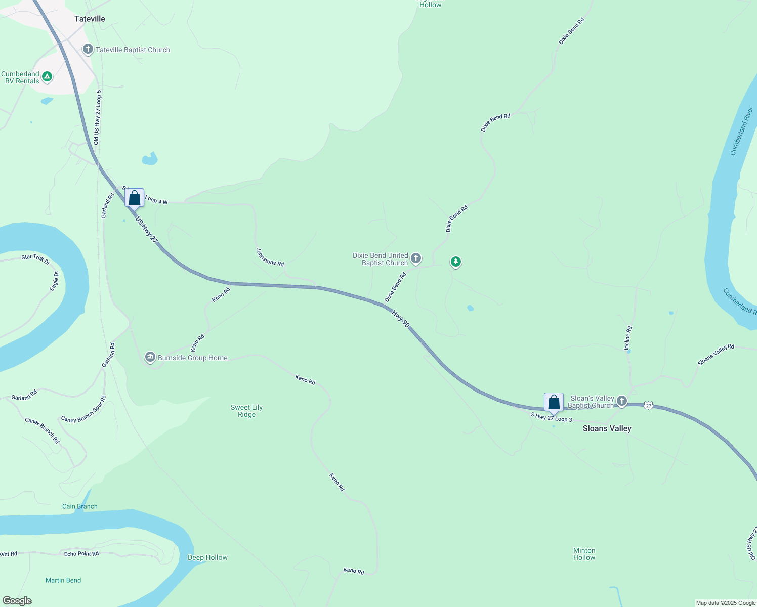 map of restaurants, bars, coffee shops, grocery stores, and more near US-27 Ramp in Burnside