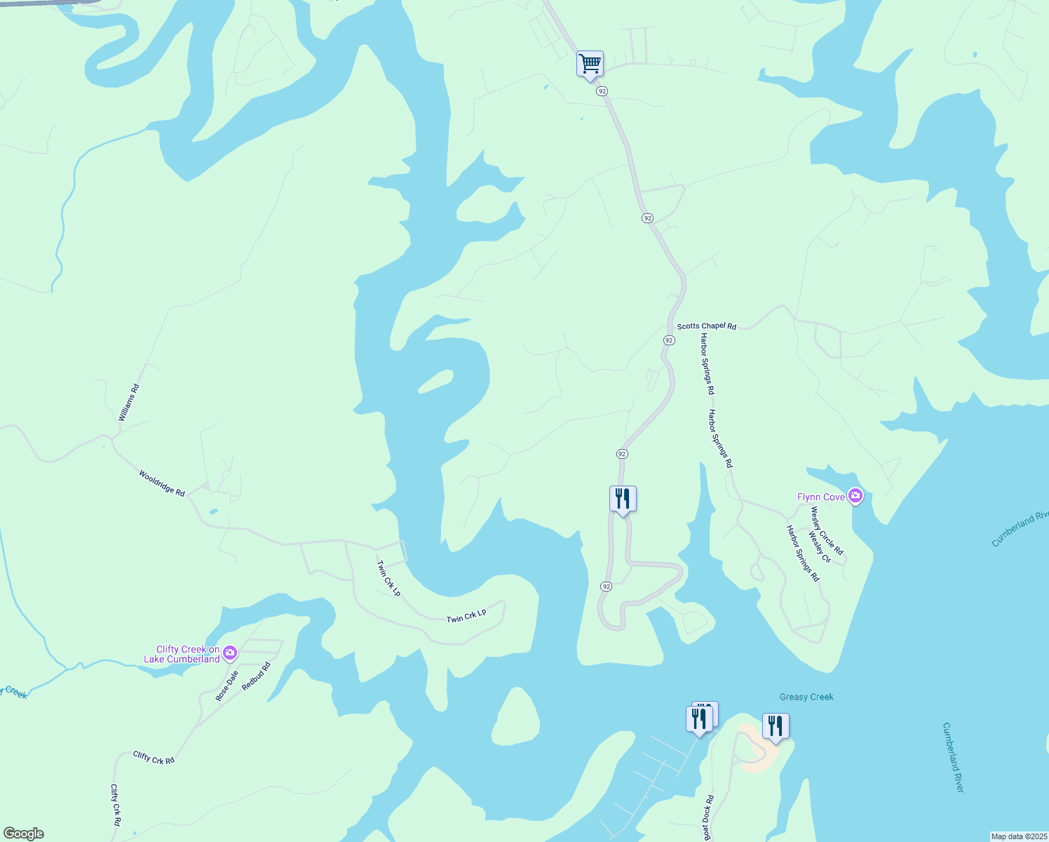 map of restaurants, bars, coffee shops, grocery stores, and more near 298 Lantern Way in Jamestown
