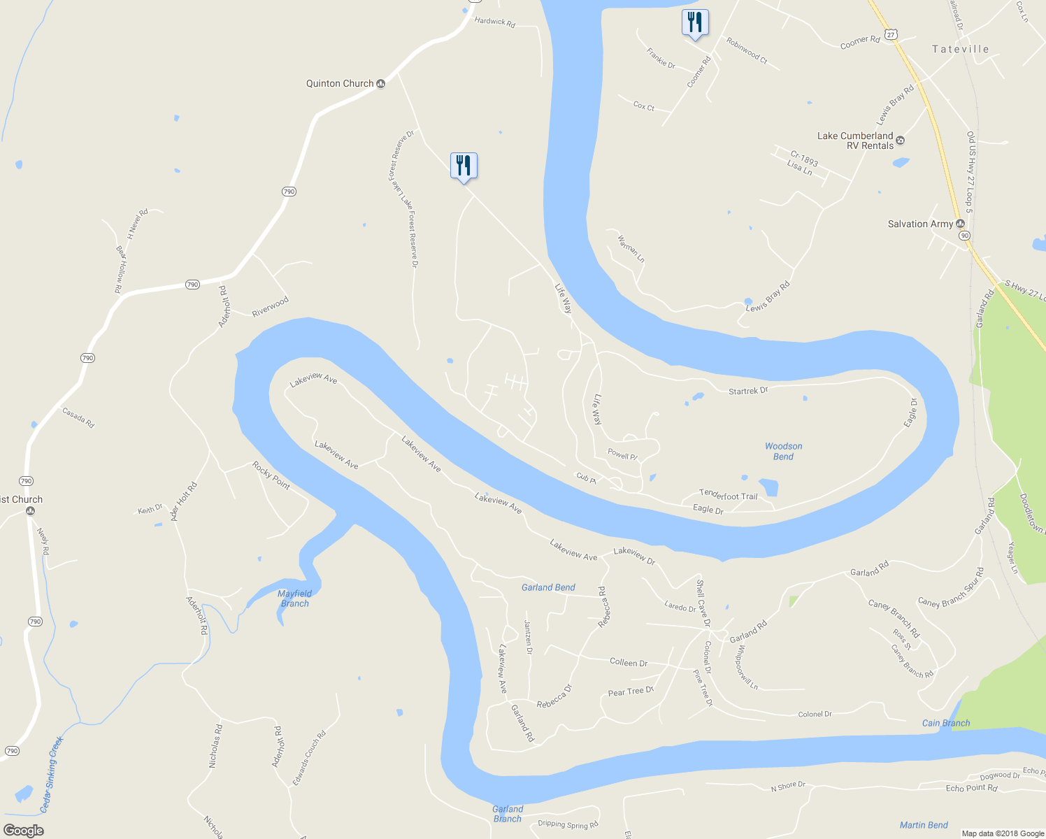 map of restaurants, bars, coffee shops, grocery stores, and more near Chateau Place in Bronston