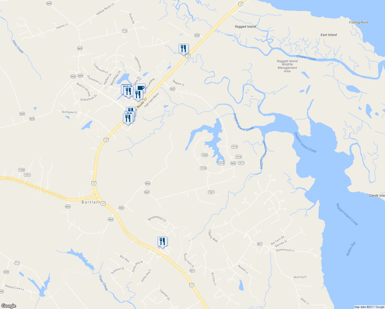 map of restaurants, bars, coffee shops, grocery stores, and more near 39 Nelson Maine in Carrollton