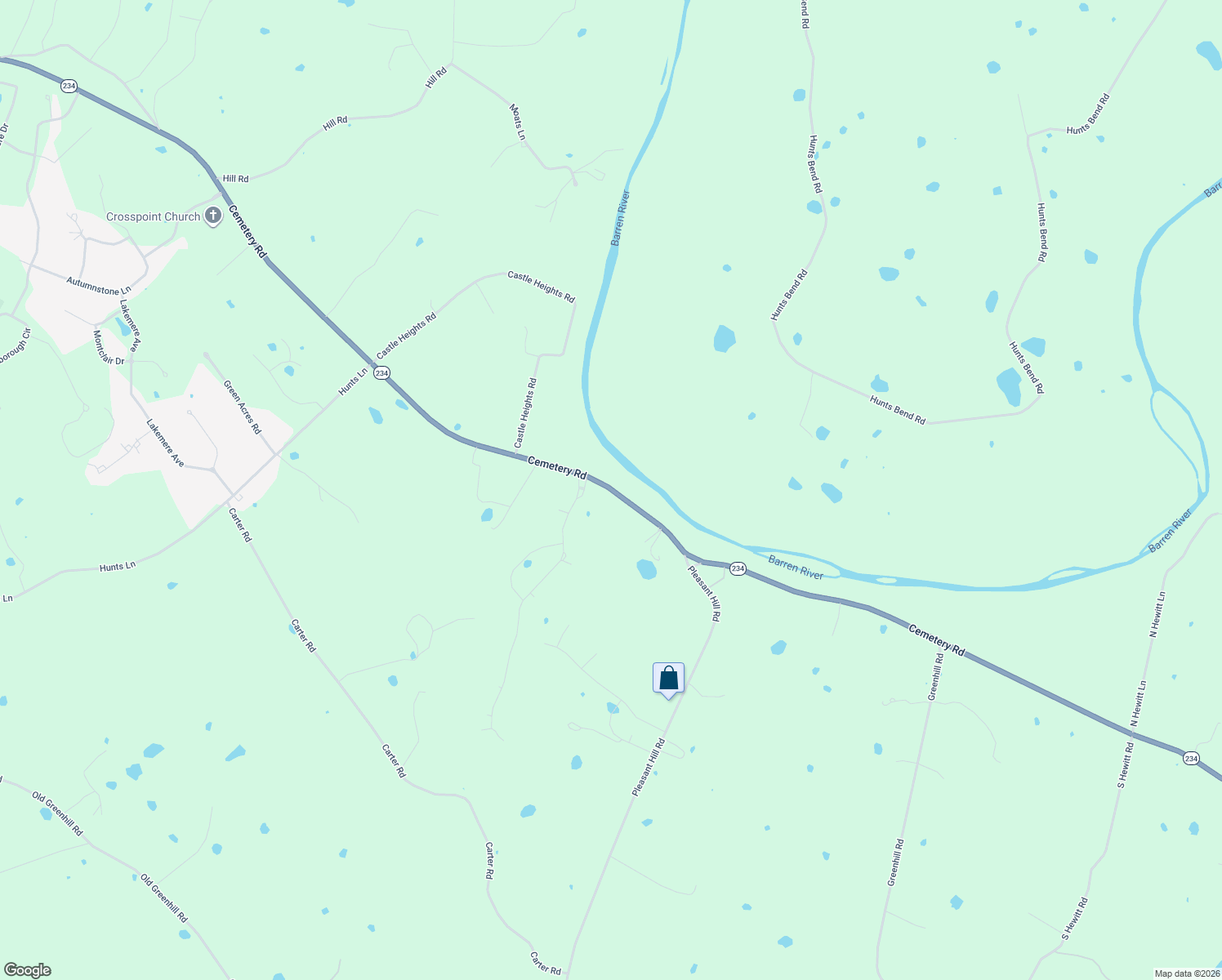 map of restaurants, bars, coffee shops, grocery stores, and more near 7105 Cemetery Road in Bowling Green